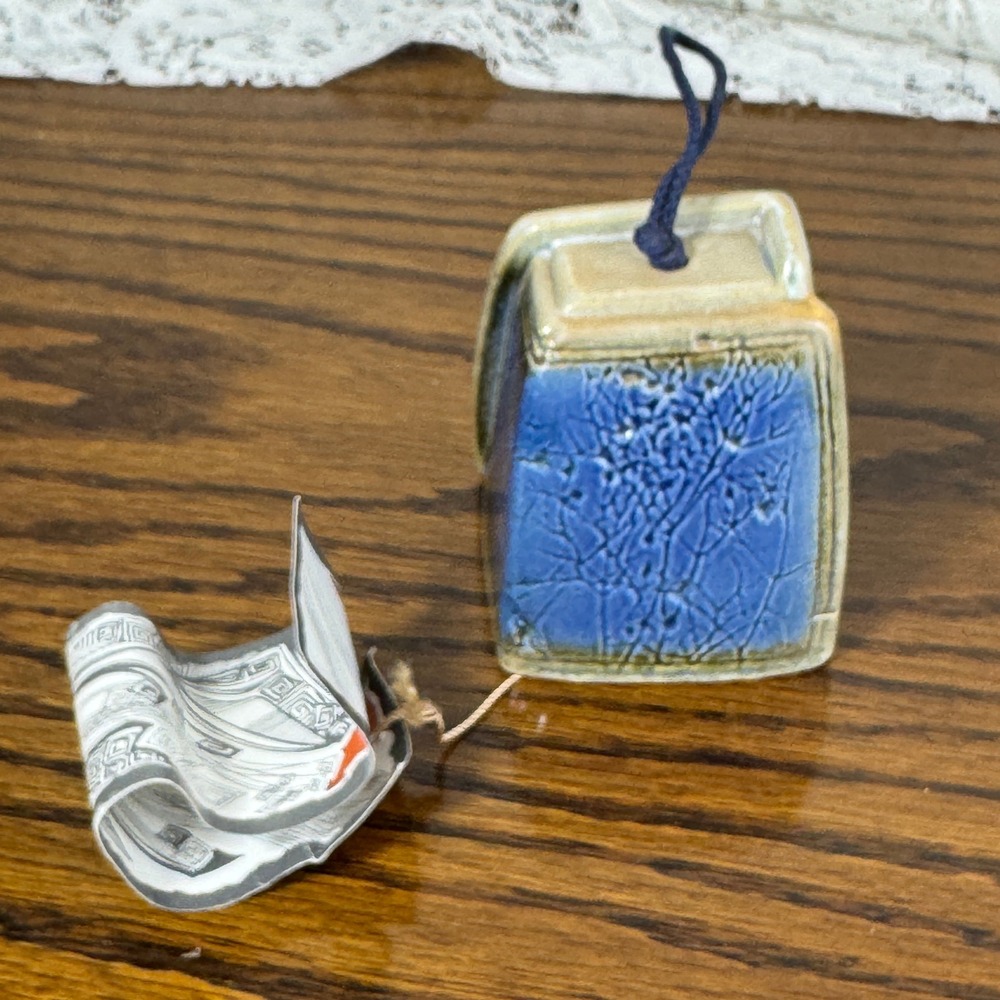 Tenmoku Pottery Malaysia Handcraft Ceramic Wind Chime Blue Tree TM 213-A